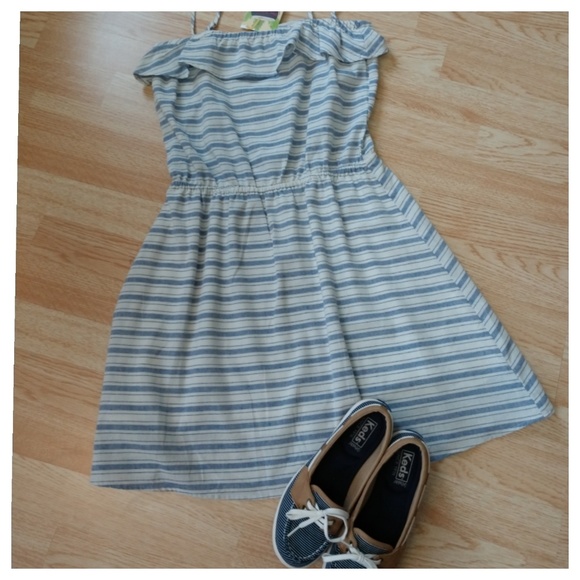 SwankyCoconut Dresses & Skirts - Striped Dress - Ruffled "Take Me Sailing"